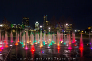 Colorful Water Fountains near Downtown Austin
