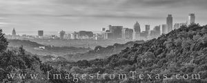 Downtown Austin Pano from 360 Black and White 615-1