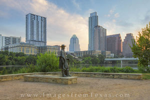 Downtown Austin Texas and the SRV Statue 1