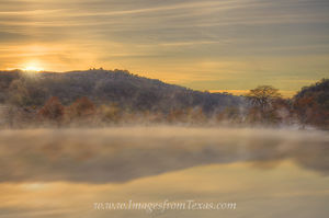 Sunrise over a Misty Pedernales River