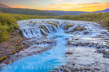 Brúarfoss waterfall has the bluest water in Iceland.