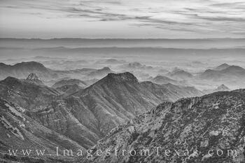 Chisos Sunset Black and White from Emory Peak 1