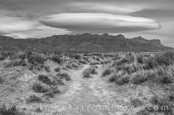 Lenticular Cloud over the Guadalupe Mountains 1 Black and White