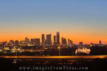 Downtown Austin at Sunrise and Moonrise