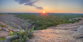 Enchanted Rock Prickly Pear Sunset Panorama 1
