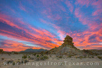 Hoodoos and the Chisos Mountains at Sunset 1