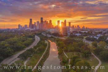 Aerial Houston Skyline Sunrise 1118-1