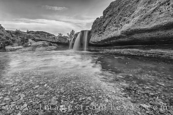 McKinney Falls at Sunset Black and White 520-2