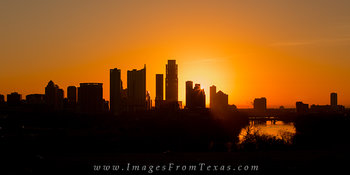 Sunrise Silhouette over Austin, Texas