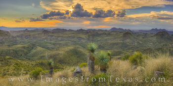 Sunset from Oso Peak, Big Bend Ranch State Park Pano 1