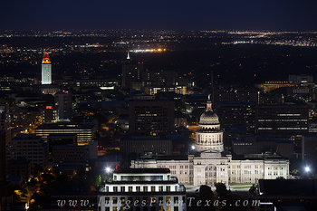 Texas State Capitol and UT Tower Night