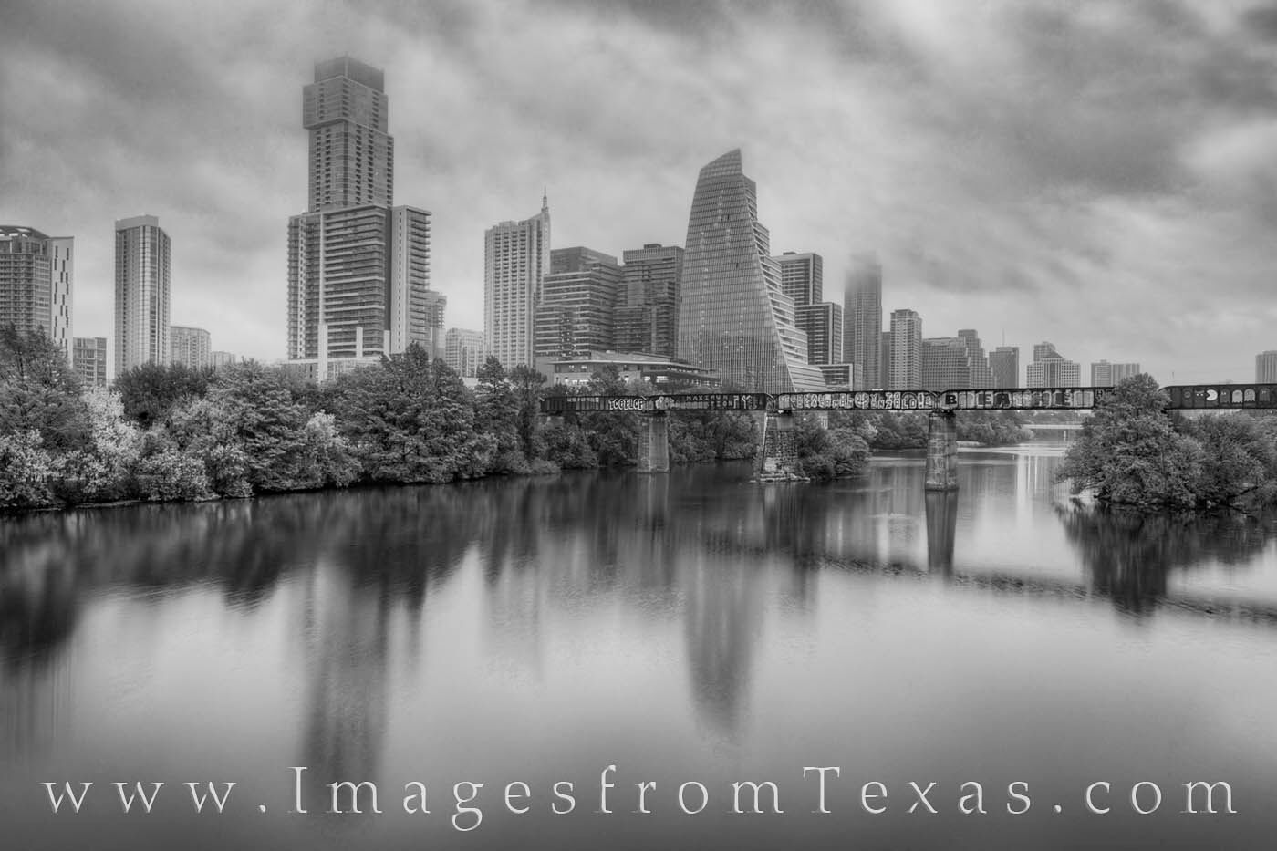 On a foggy morning, the Austin skyline is shrouded in low clouds, making for a moody start to the November day.