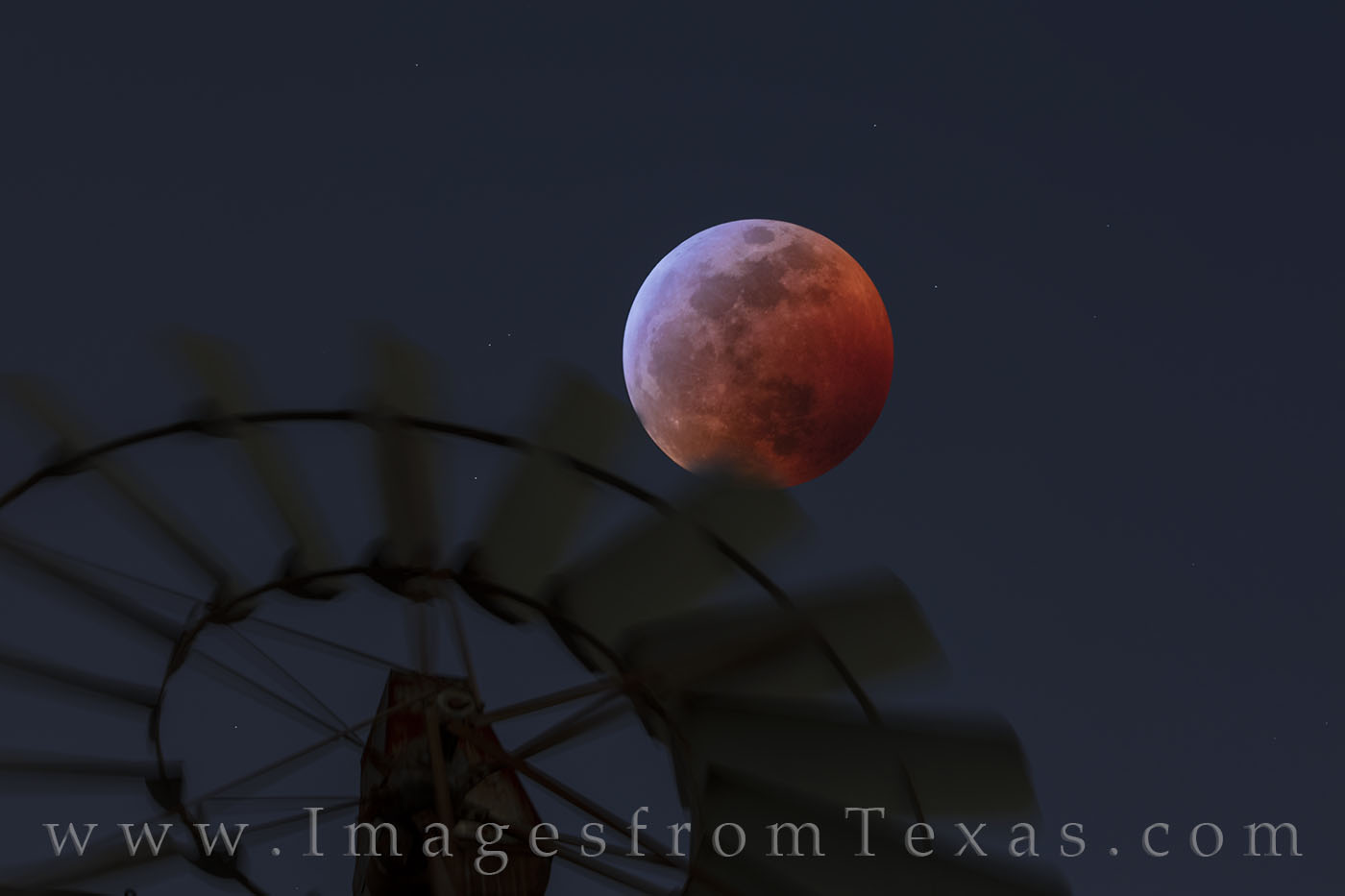 At 11:12pm on January 20, 2019, the Super Blood Wolf Moon reached its peak over the Hill Country, glowing an eerie reddish-orange...