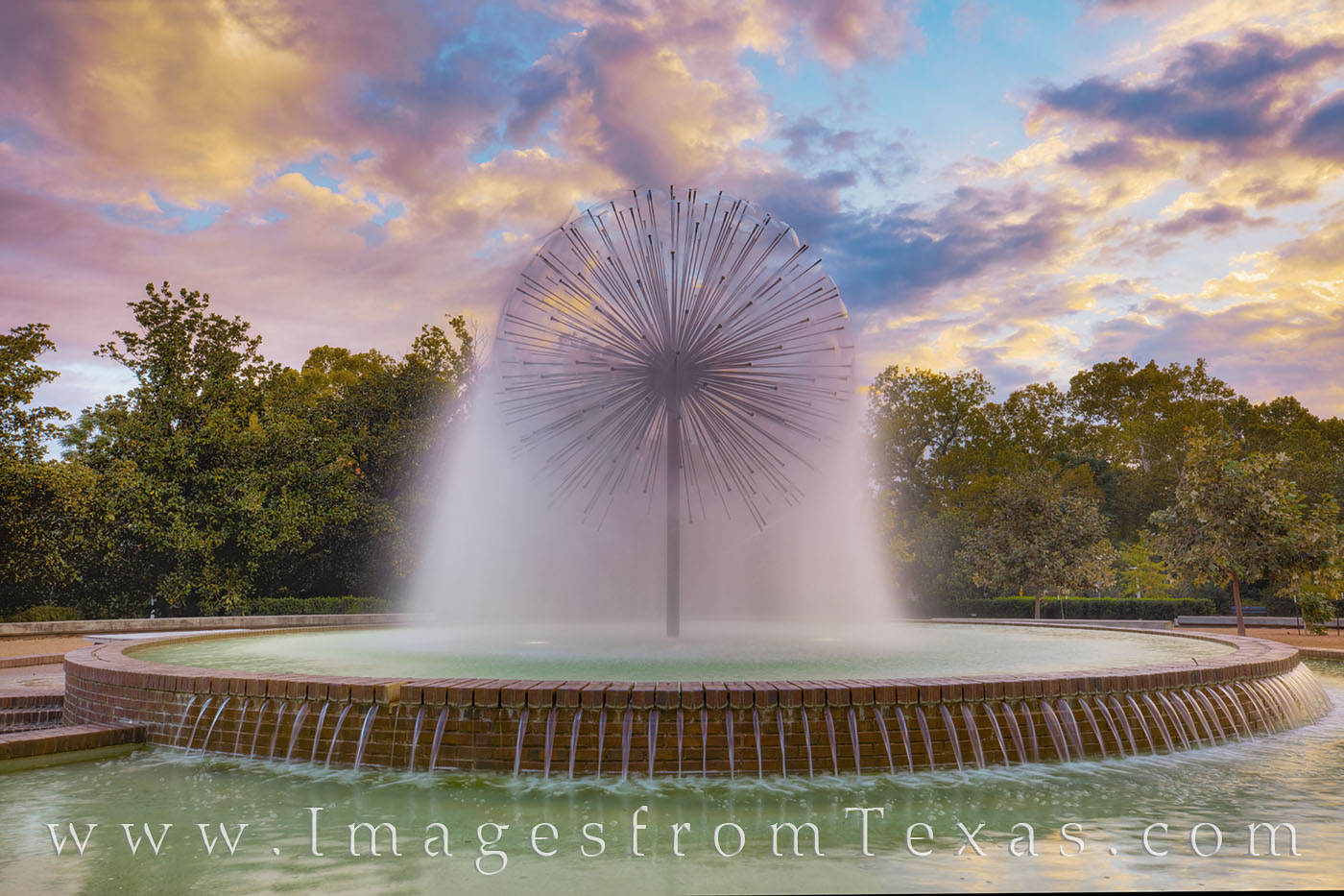 The Dandelion Fountain, formally knows as the Wortham Memorial Fountain, keeps the water flowing on a cool November morning just...