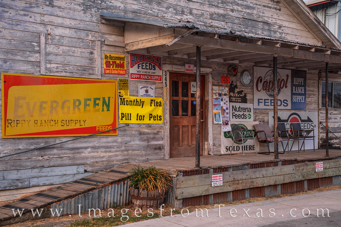 Along Mercer Street in Dripping Springs, the Dripping Springs Feed Store is ready for business.