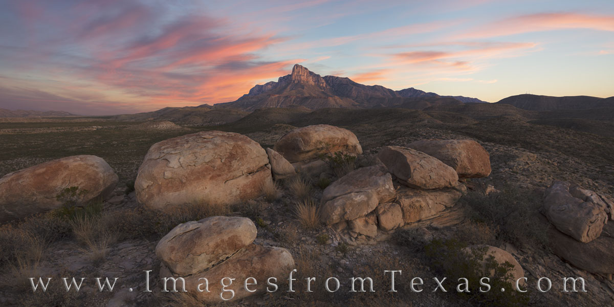 This panorama from west Texas shows the iconic El Capitan as it rises above the Chihuahuan Desert. As a waypoint to earlier travelers...