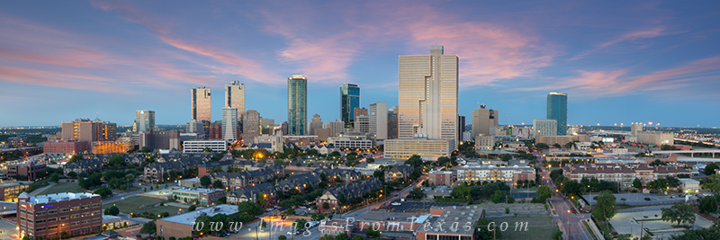 Fort Worth, Texas, is an interested balance of old and new. This panorama of the skyline shows the modern architecture as the...