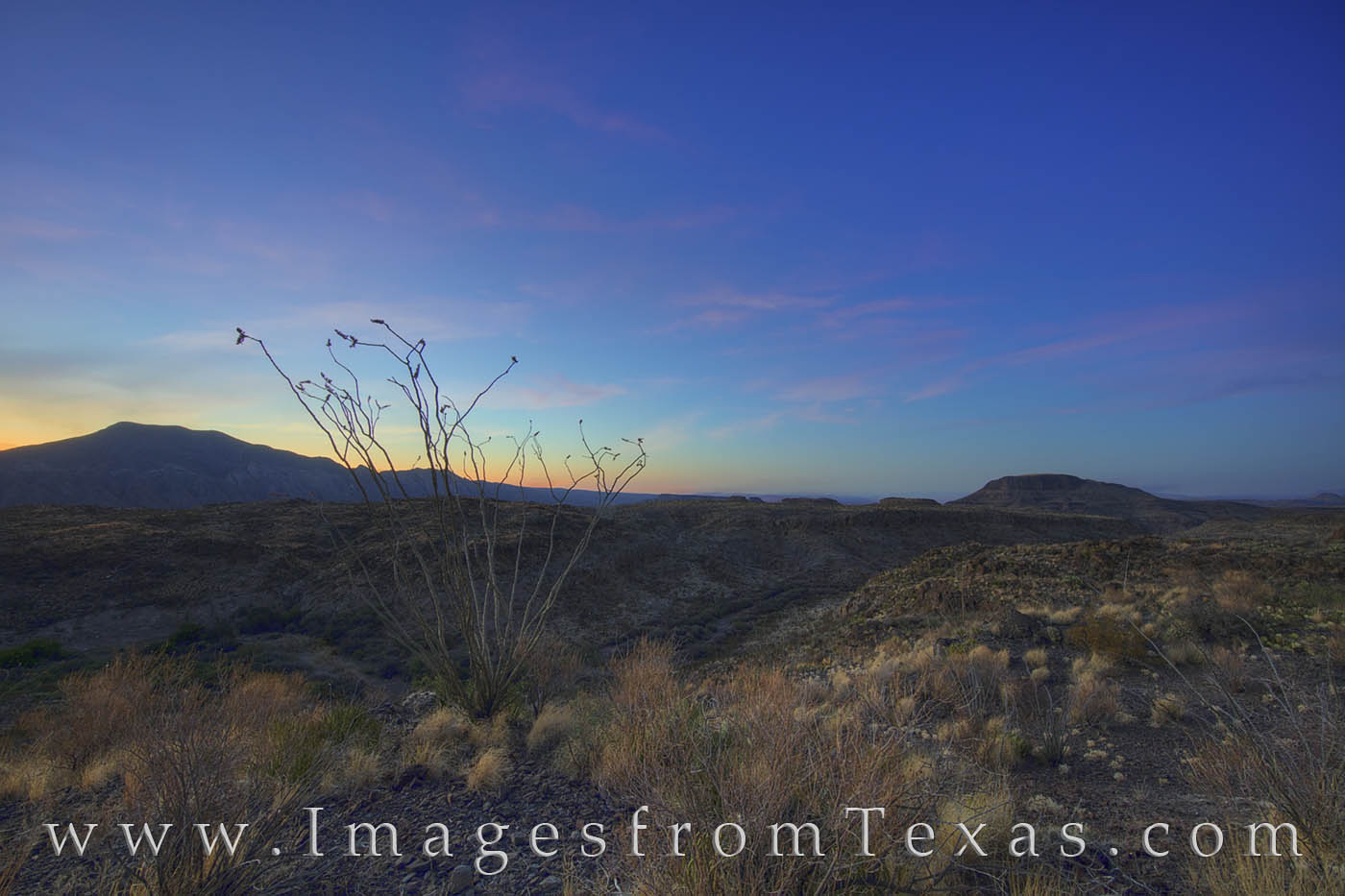 Sunrise comes to the interior of Big Bend Ranch State Park. This remote section of west Texas is seldom seen by tourists - 35...