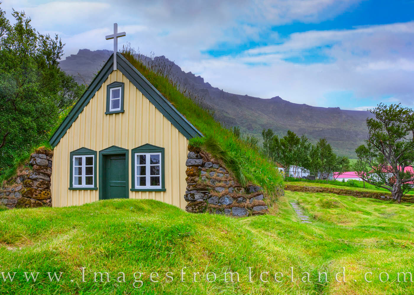 Hofskirkja is a turf church built in 1884 in south Iceland. This unique building is one of six remaining turf churches, and it...