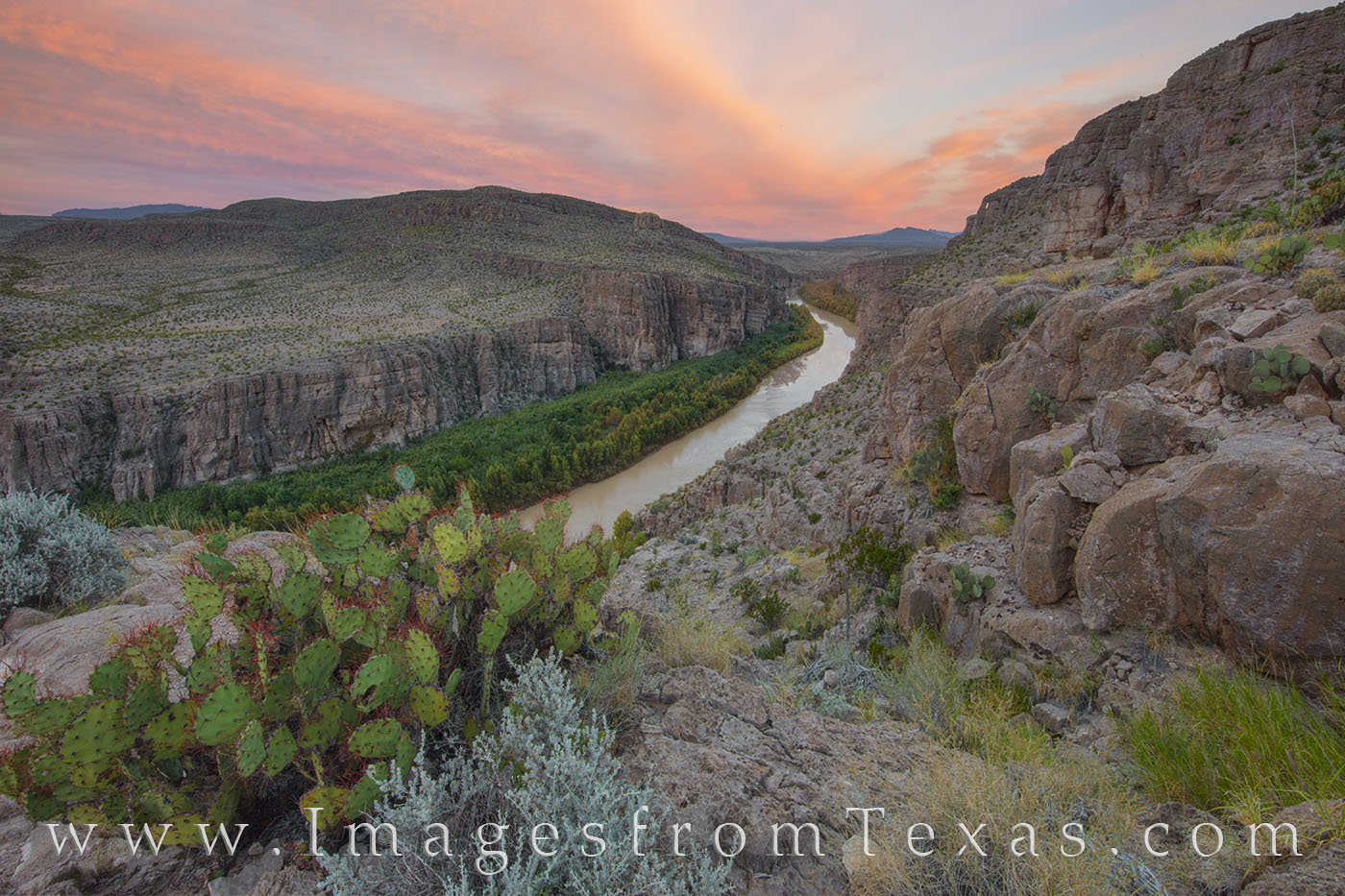From a vantage point just off the Hot Springs Trail in Big Bend National Park, this is sunrise along the Rio Grande. The views...