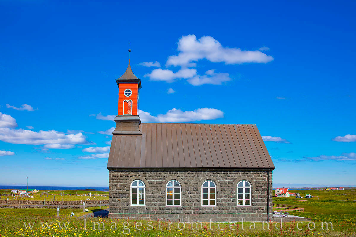 Completed in 1887, Hvalsneskirkja is a small stone church with an historic graveyard on the Reykjanes penisula just south of...