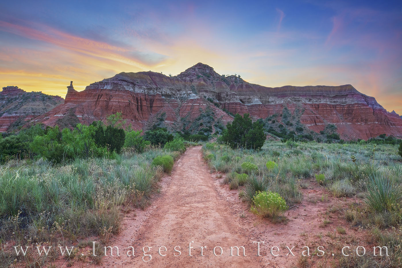 The Lighthouse Trail leads you up to and around the iconic Capitol Peak in Palo Duro Canyon. Taken here at sunset, the colors...