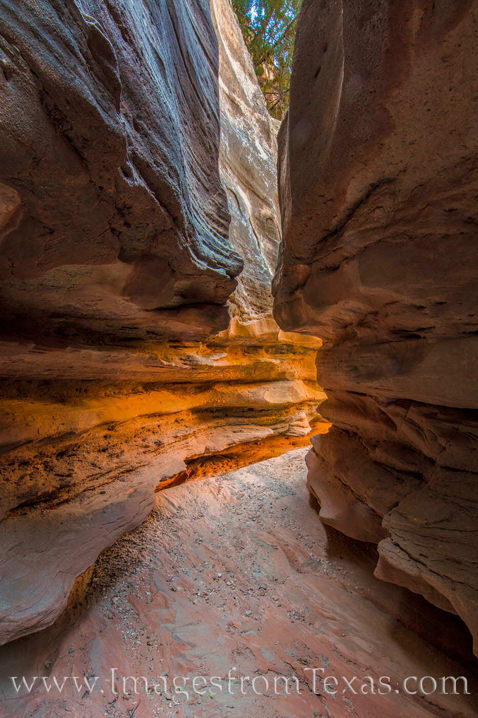 A wamr glow awaits around the corner in this portion of this slot canyon. Called the Llano Slot Canyons, also known as Central...