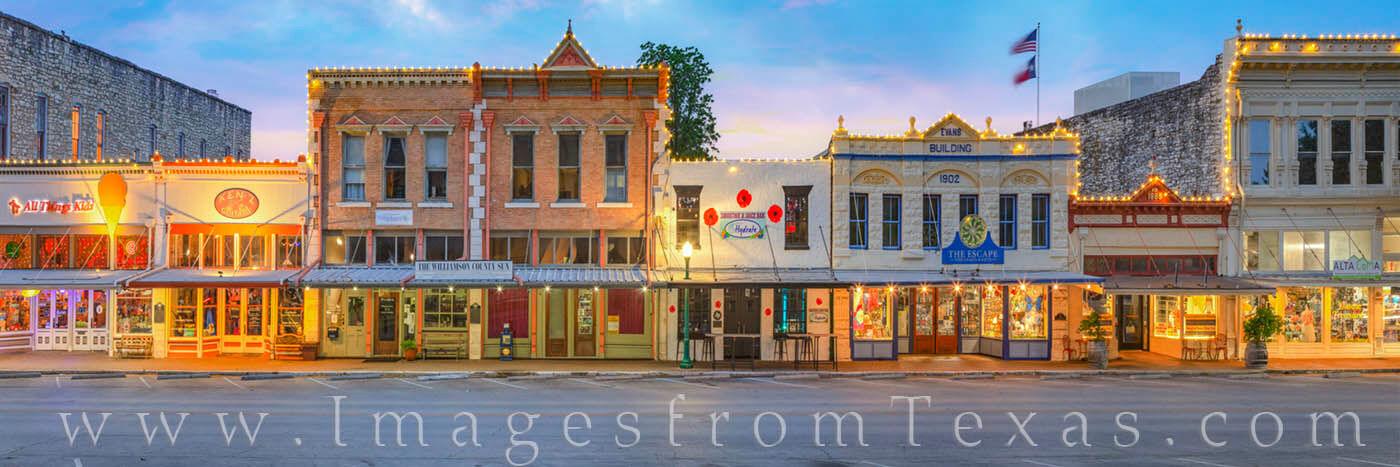 Main Street in Georgetown, Texas, in the town square offers lots of shopping oportunities, but at sunrise everyone is still fast...