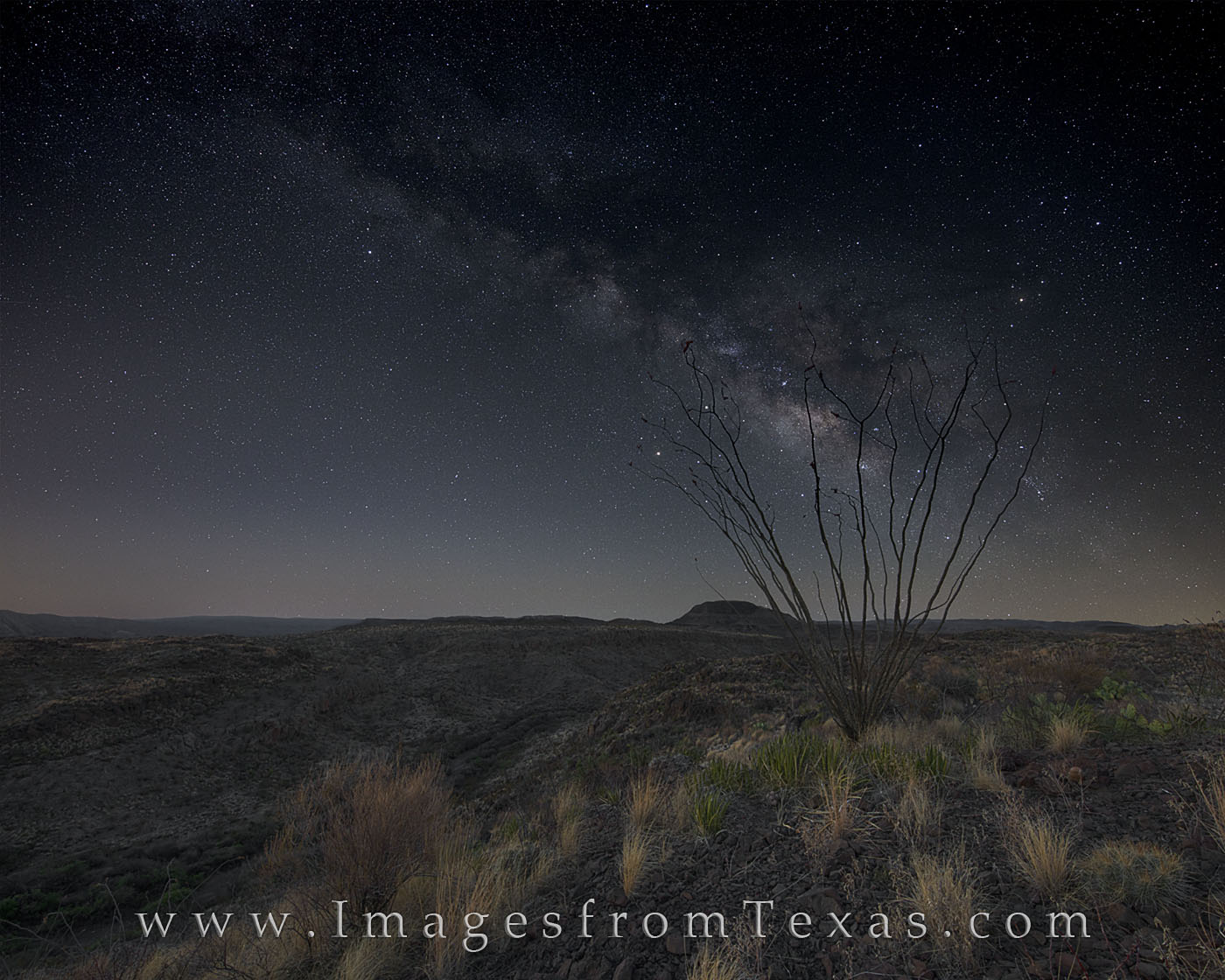 On a cloudless night, the Milky Way rolls across the sky in the remote reaches of Big Bend Ranch State Park. This area consists...