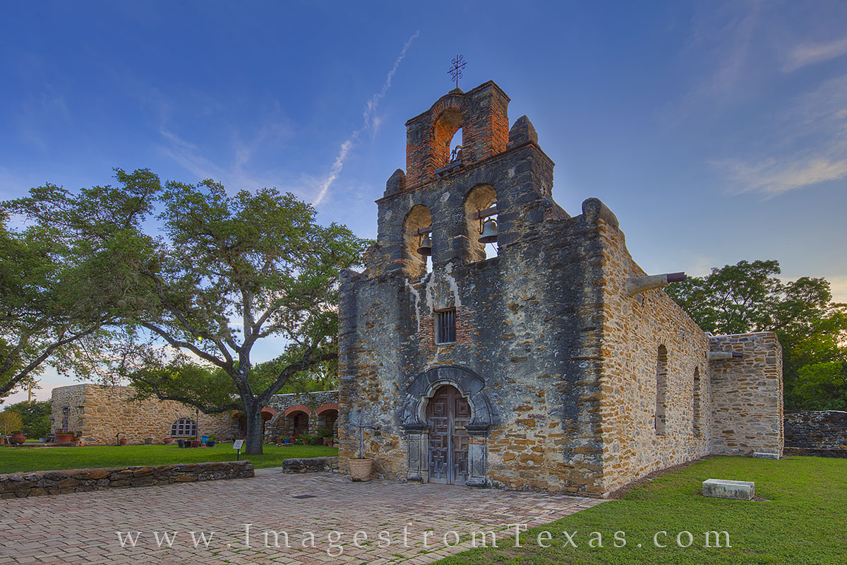 This summer evening photograph comes from the San Antonio Missions National Historic Park and shows Mission Espada on a summer...