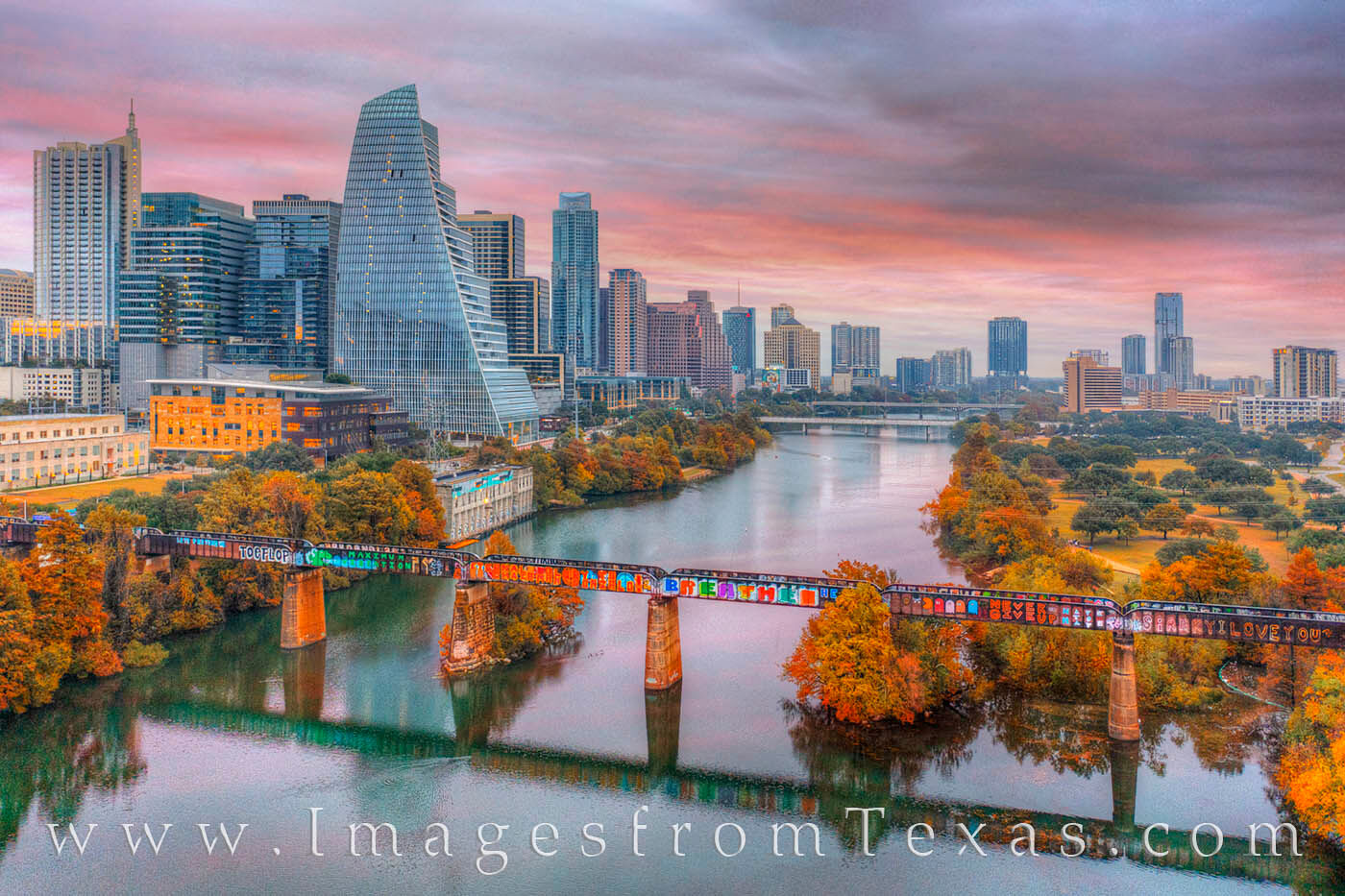 On a misty November morning in downtown Austin, the sky turned a pinkish hue for a few brief moments before fading into gray...