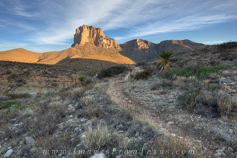 Looking at El Capitan in the morning hours, the sun begins to light up the 8th tallest mountain in Texas. Guadalupe Peak, the...
