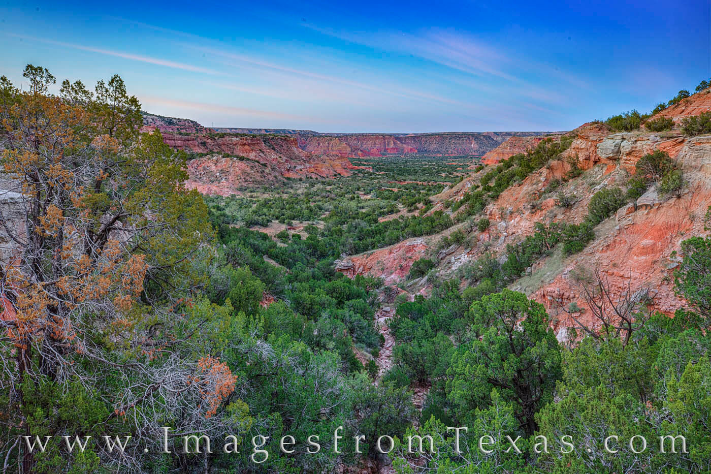 With light fading fast, this long exposure on a calm evening captures the beauty and depth of Palo Duro Canyon. Layers of time...