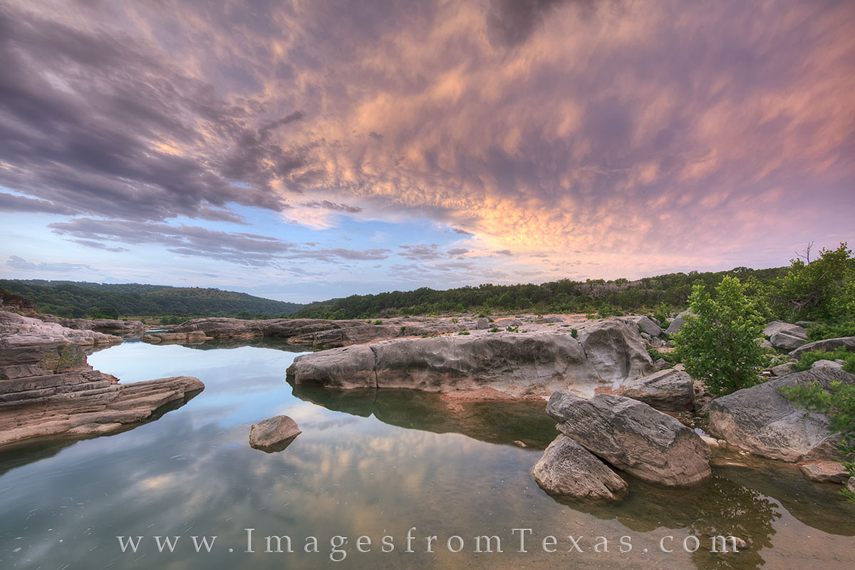 Beautiful skies welcome the morning light at Pedernales Falls State Park in the Texas HIll Country. This section of the Pedernales...