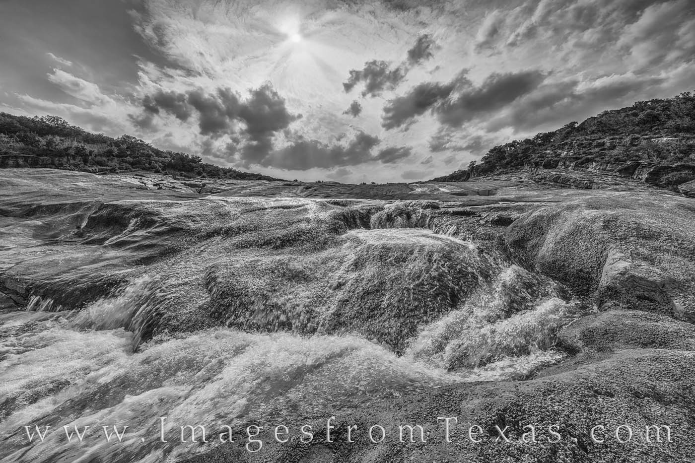 From the Pedernales Falls River Basin, this black and white image was taken on an afternoon that offered some unique cloud formatoins...