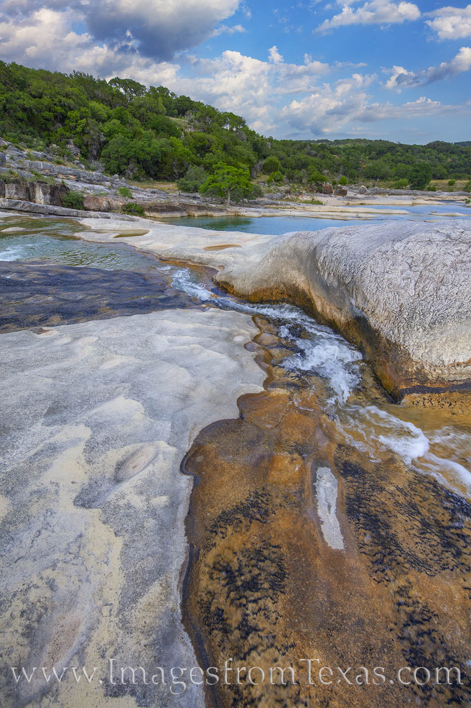 Half limestone rock, half clean, cool water, this image of the river basin in Pedernales Falls State Park shows the contrast...