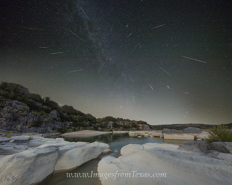 Starting at about 2:00am, I let the camera roll, taking 3 hours of time-lapse images of the Perseid meteor shower over Pedernales...