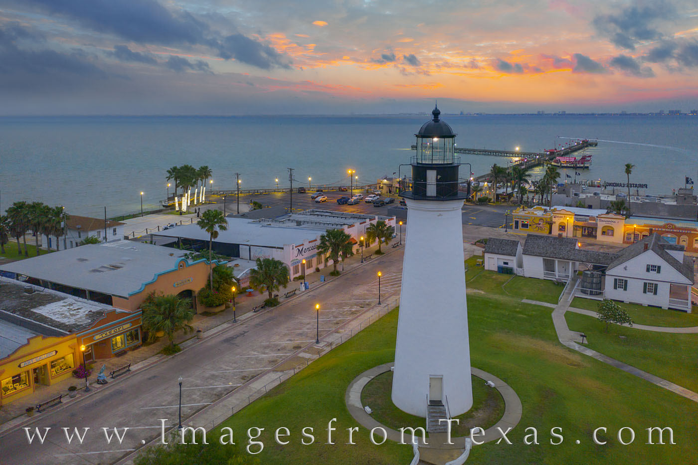 This aerial photograph shows the famous Port Isabel Lighthouse located Port Isabel, Texas.  As part of the National Register...