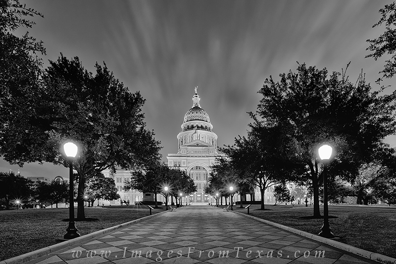 About an hour before sunrise, the state capitol in Austin, Texas sleeps under stirring skies. This long exposure attempts to...