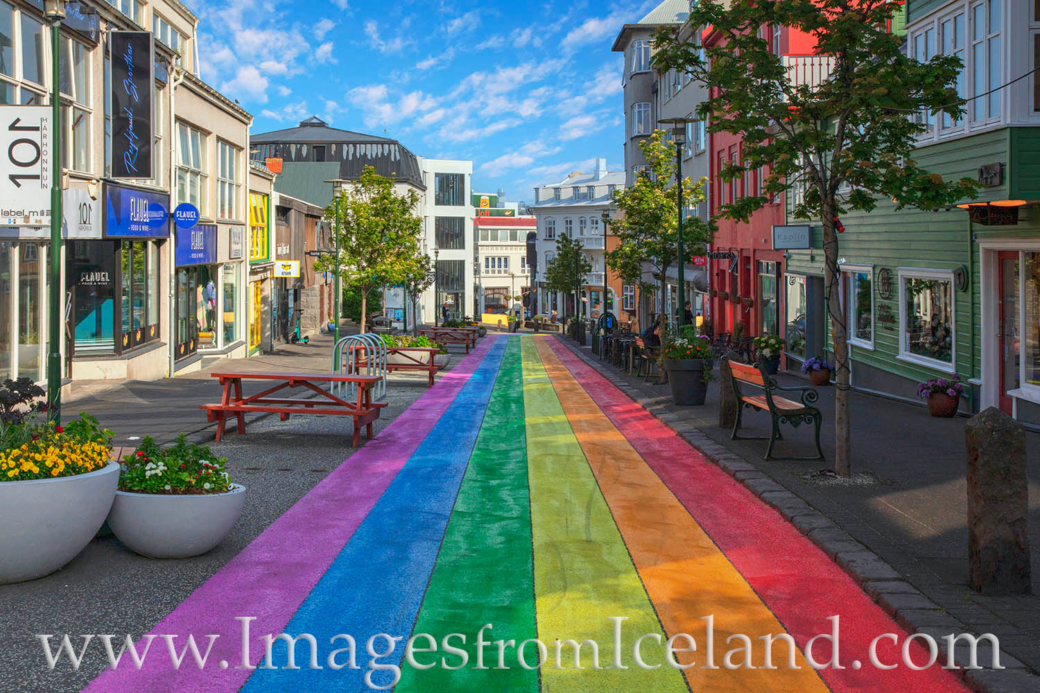 Skólavörðustígur, the "Rainbow Street" in Reykjavik, adds color to the beautiful capital city of Iceland.