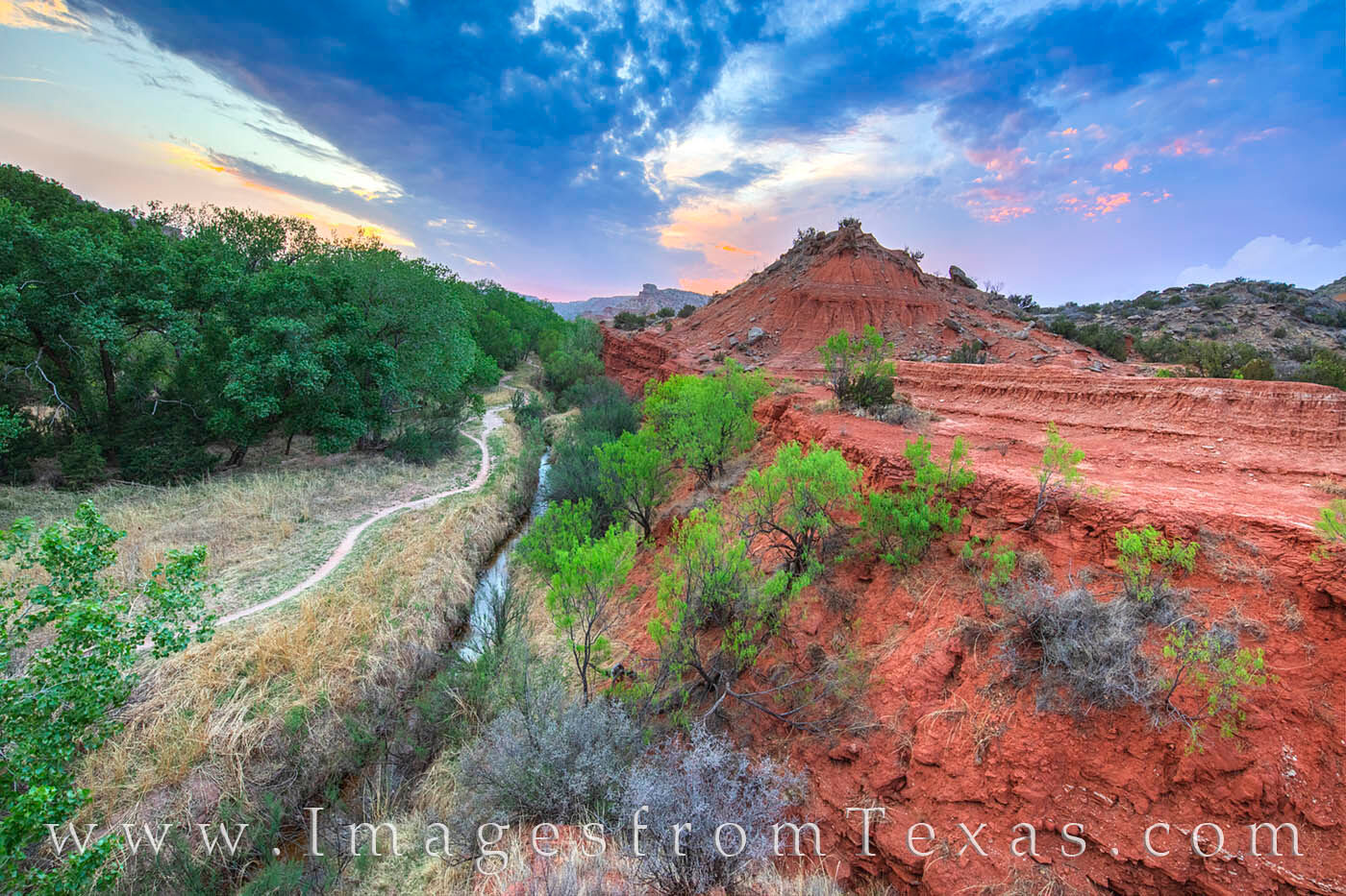The end of day brings a beautiful sunset over South Brushy Draw near the Hackberry campground. Palo Duro Canyon State Park offers...