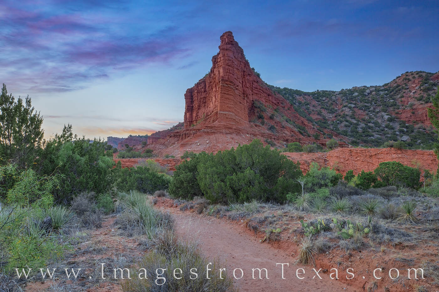 This sunset view comes from the South Prong Trail in Caprock Canyons State Park. The sky was quickly fading from pink to dark...