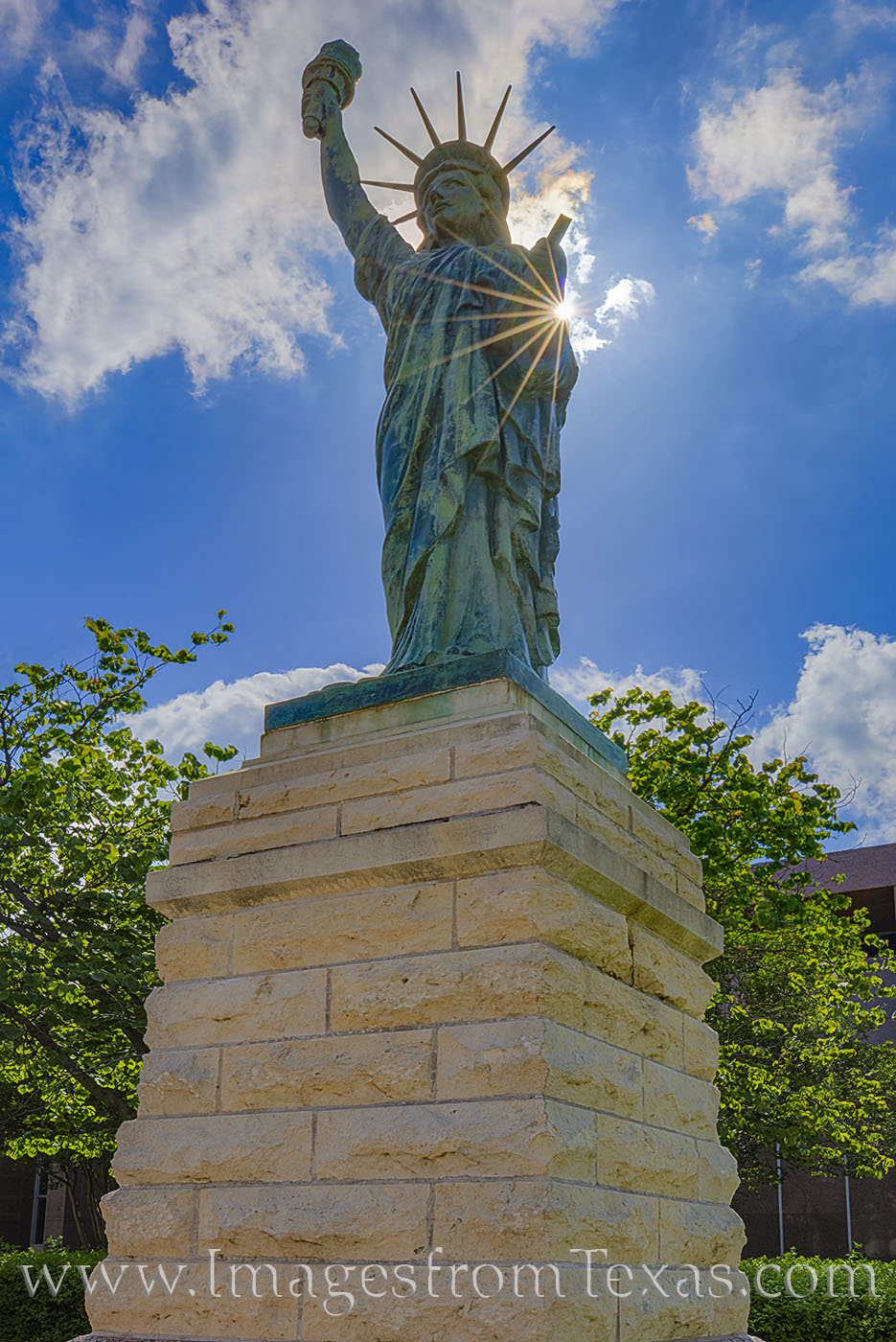 This smaller replica of the Statue of Liberty sits on the north side of the Texas State Capitol. The monument was cast by the...