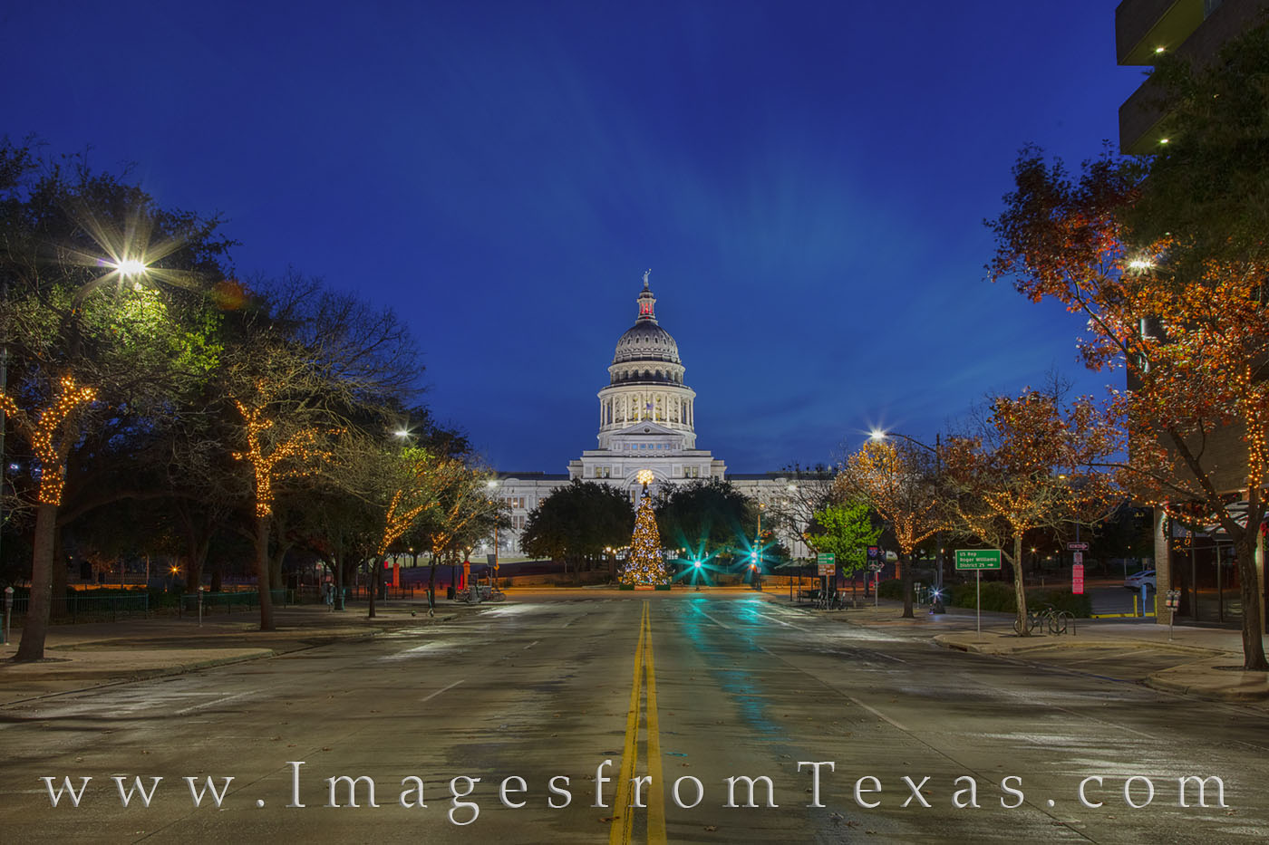 All is quiet at the Texas State Capitol just a few days before Christmas. The capitol building, seen here from Congress Avenue...