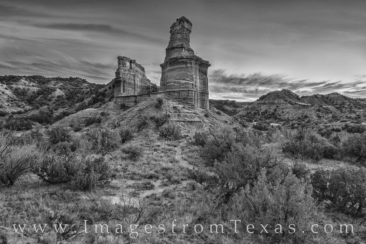 The iconic Lighthouse rises into the evening air in Palo Duro Canyon. This is one of my favorite places in Texas, and if you...