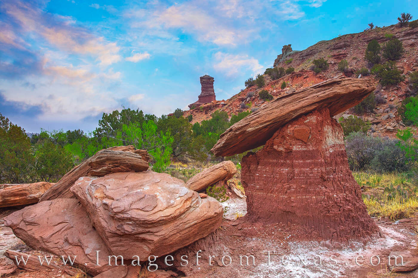 A unique view of the Lighthouse hoodoo in Palo Duro Canyon