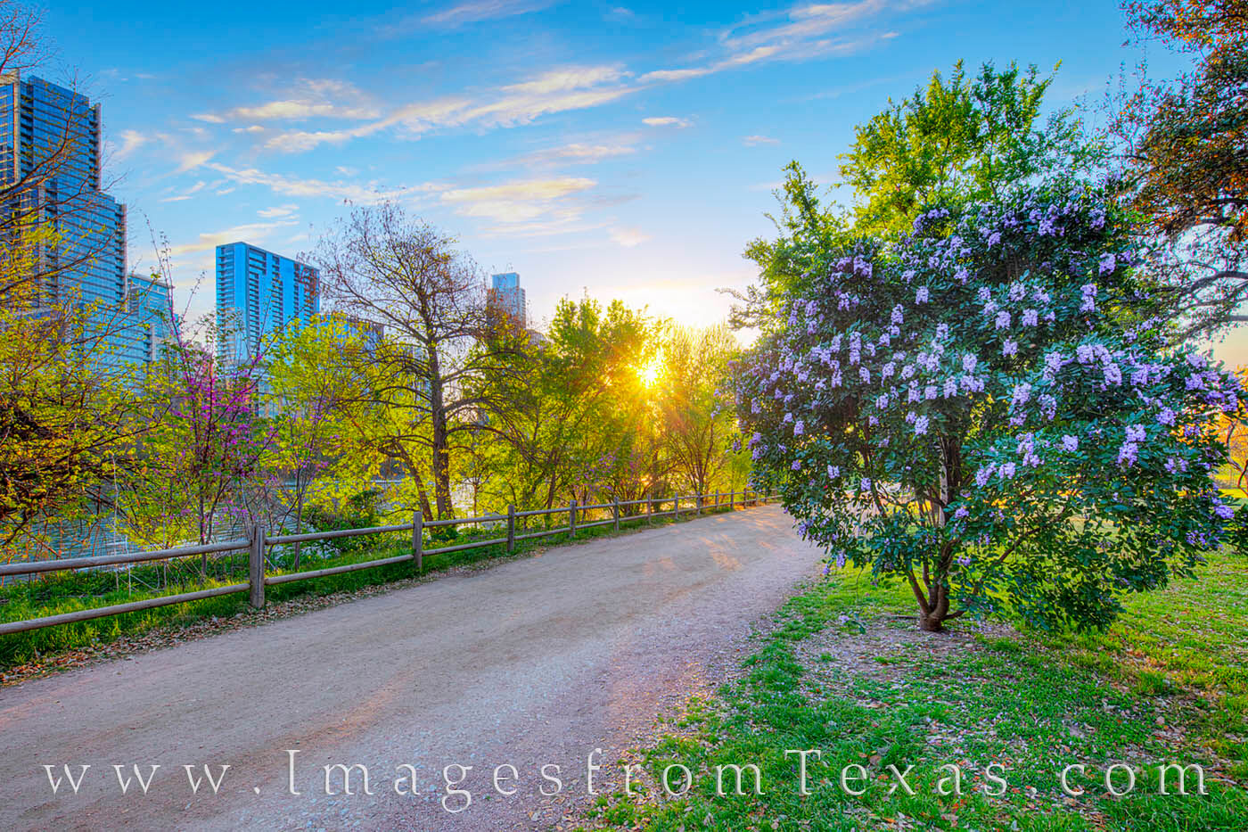 The Zilker Park Hike and Bike Trail that runs along Lady Bird Lake in downtown Austin has some amazing views. This is sunrise...